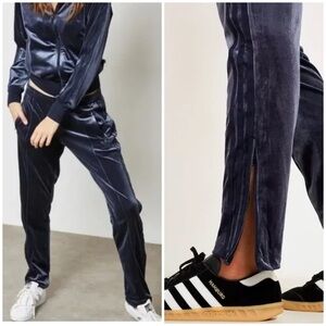 Adidas Originals Firebird 3-Stripe Navy Velvet Track Pants Size S EUC